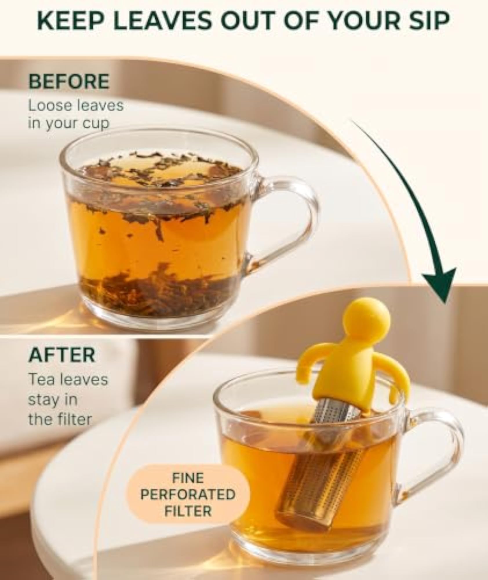 2-Pack Stainless Steel Tea Strainer with Silicone Infuser